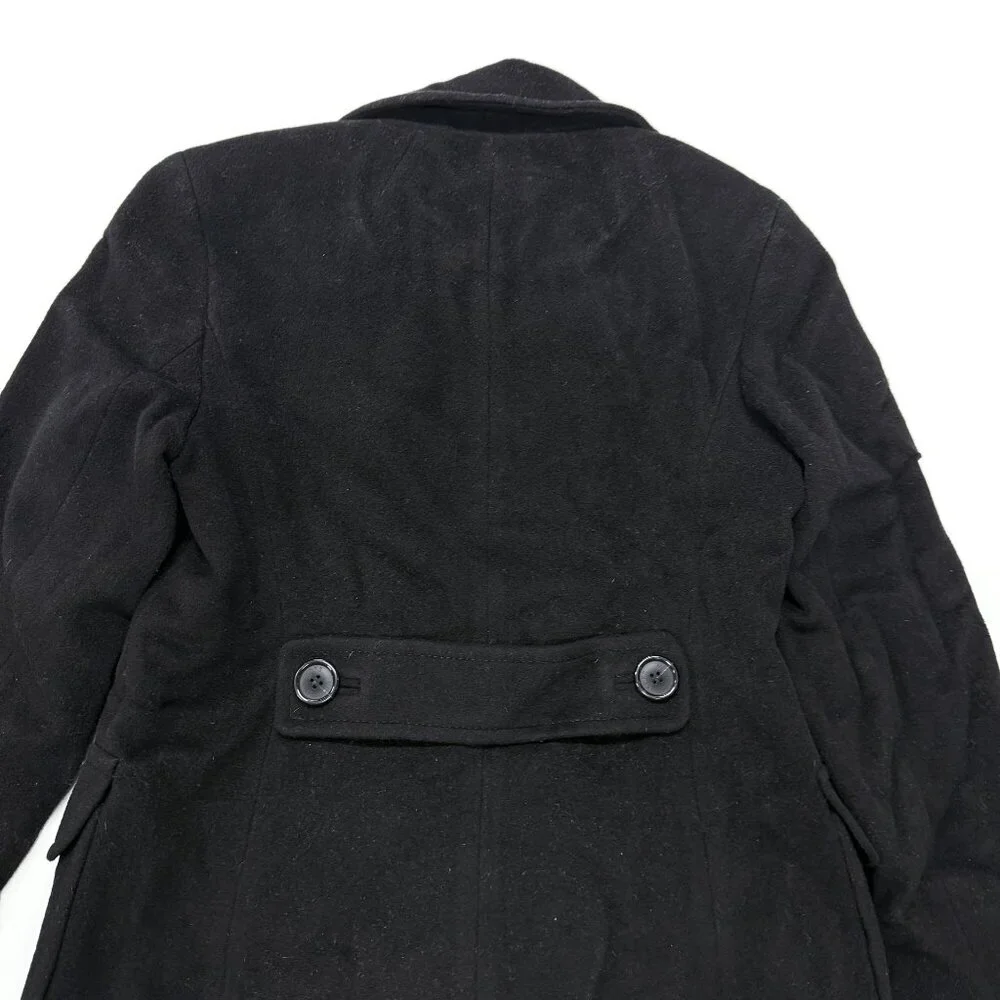 Michael Kors Womens Pea Coat 100%‎ Wool Black Buttons Size 6 Classic Military